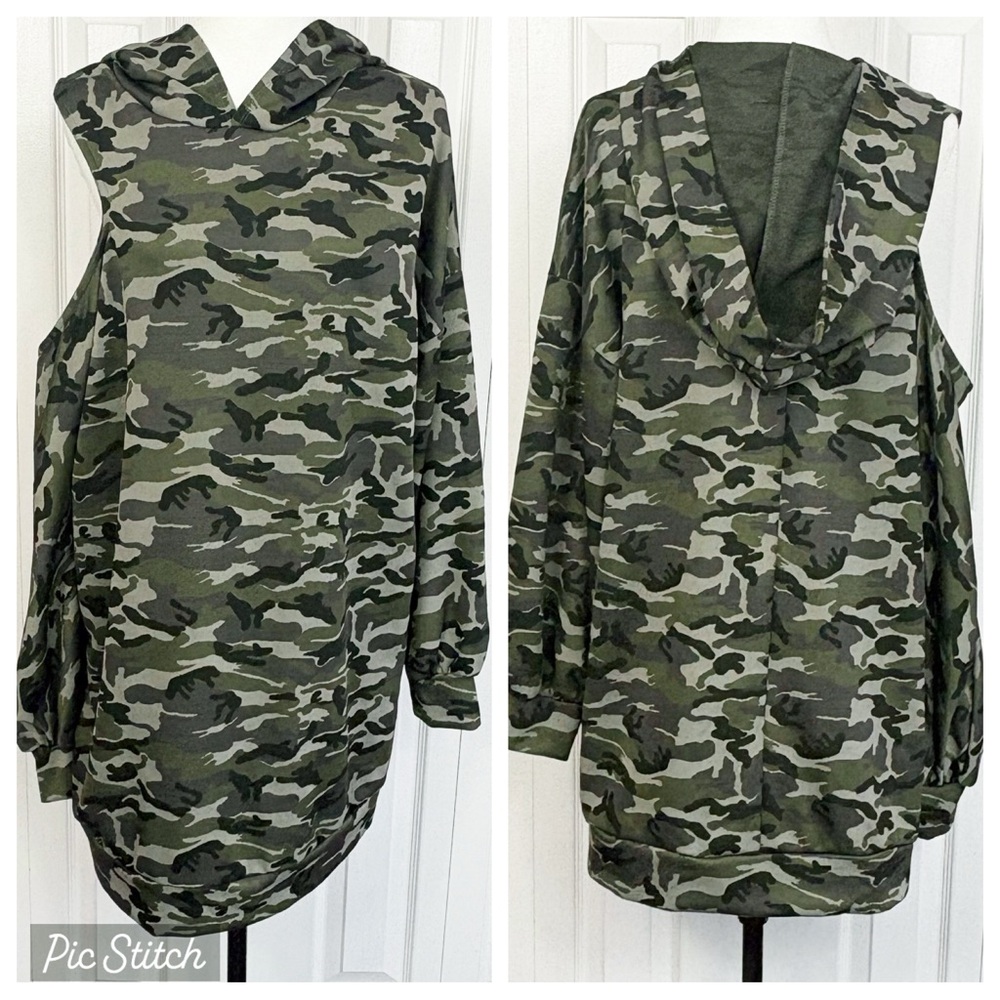 NWT Fashion Nova Military Special Ops Camo Hoodie Sweatshirt Dress Large